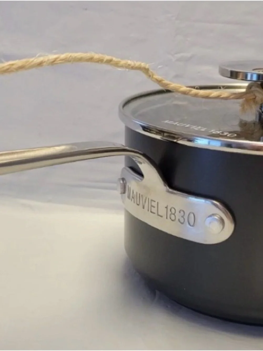Mauviel M'STONE 1830 Sauce Pan W/ Glass Lid Cast Stainless Steel Handle 1.8-Qt